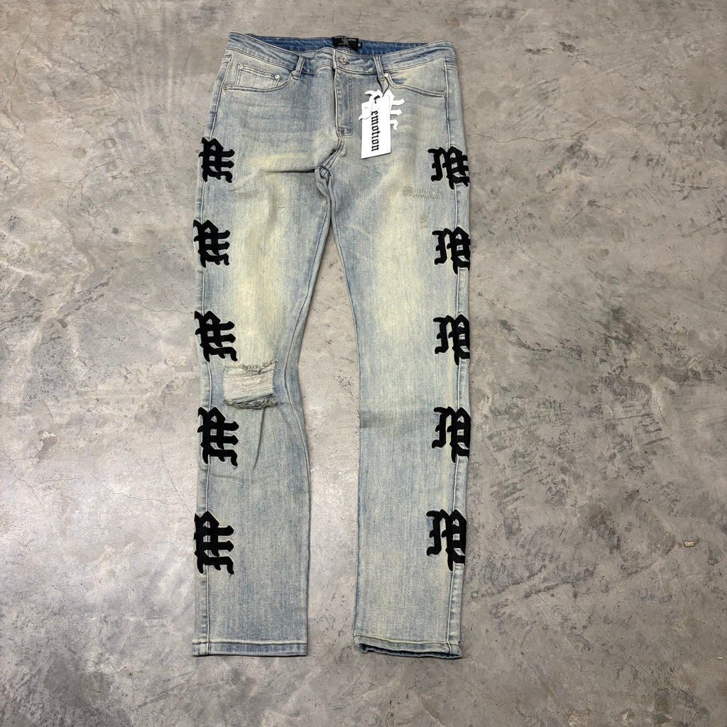 MIXED EMOTIONS “MONOGRAM” DENIM BLUE / BLACK