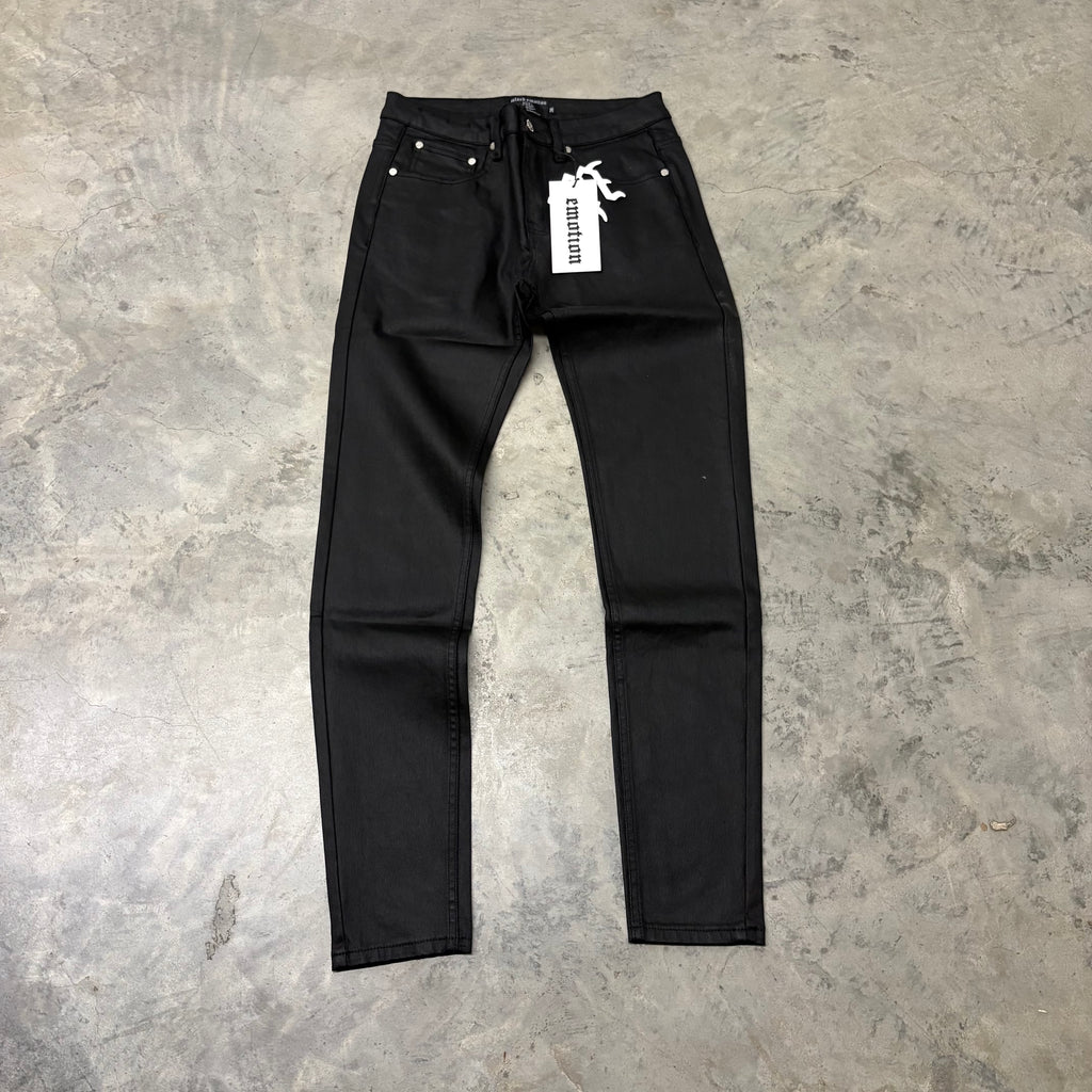 MIXED EMOTIONS “WAXED” DENIM JEANS