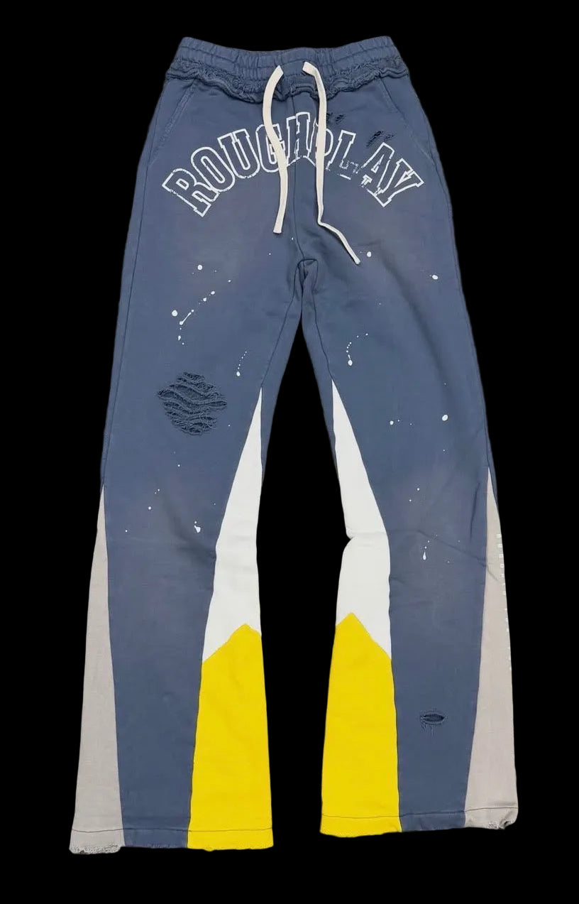 ROUGHPLAY BLUE YELLOW FLARED SWEATS