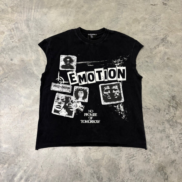 MIXED EMOTIONS “NEWSPAPER” SLEEVELESS SHIRT