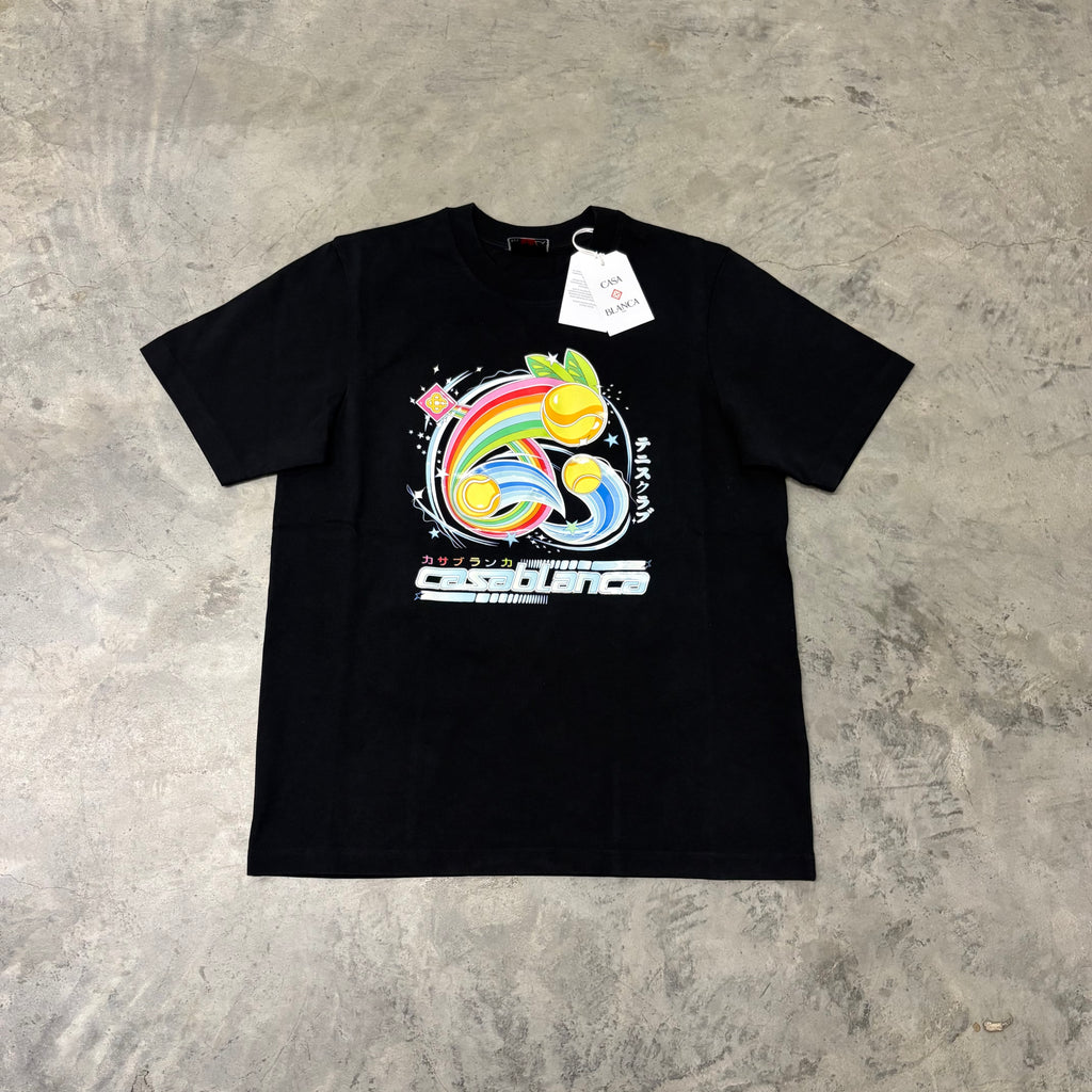 CASABLANCA “BLACK MANGA TENNIS BALL” SHORT SLEEVE SHIRT