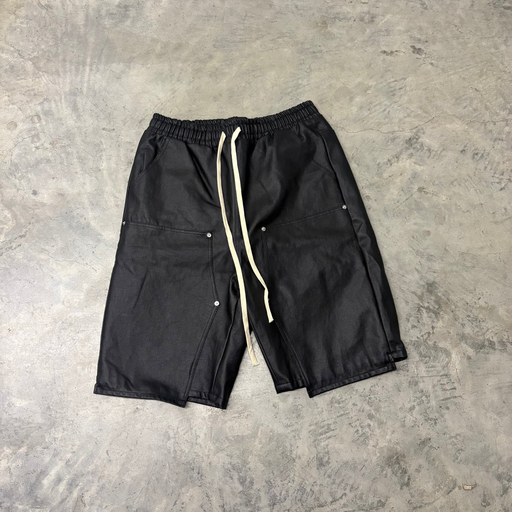 MATIERE D DESIRS “WAXED DENIM JORTS”