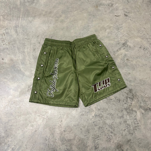 TRIPLE SEVENS “OLIVE GREEN” NYLON SHORTS