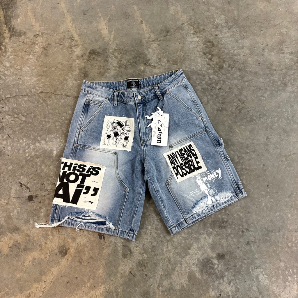 MIXED EMOTION “PATCH” SHORTS BLUE