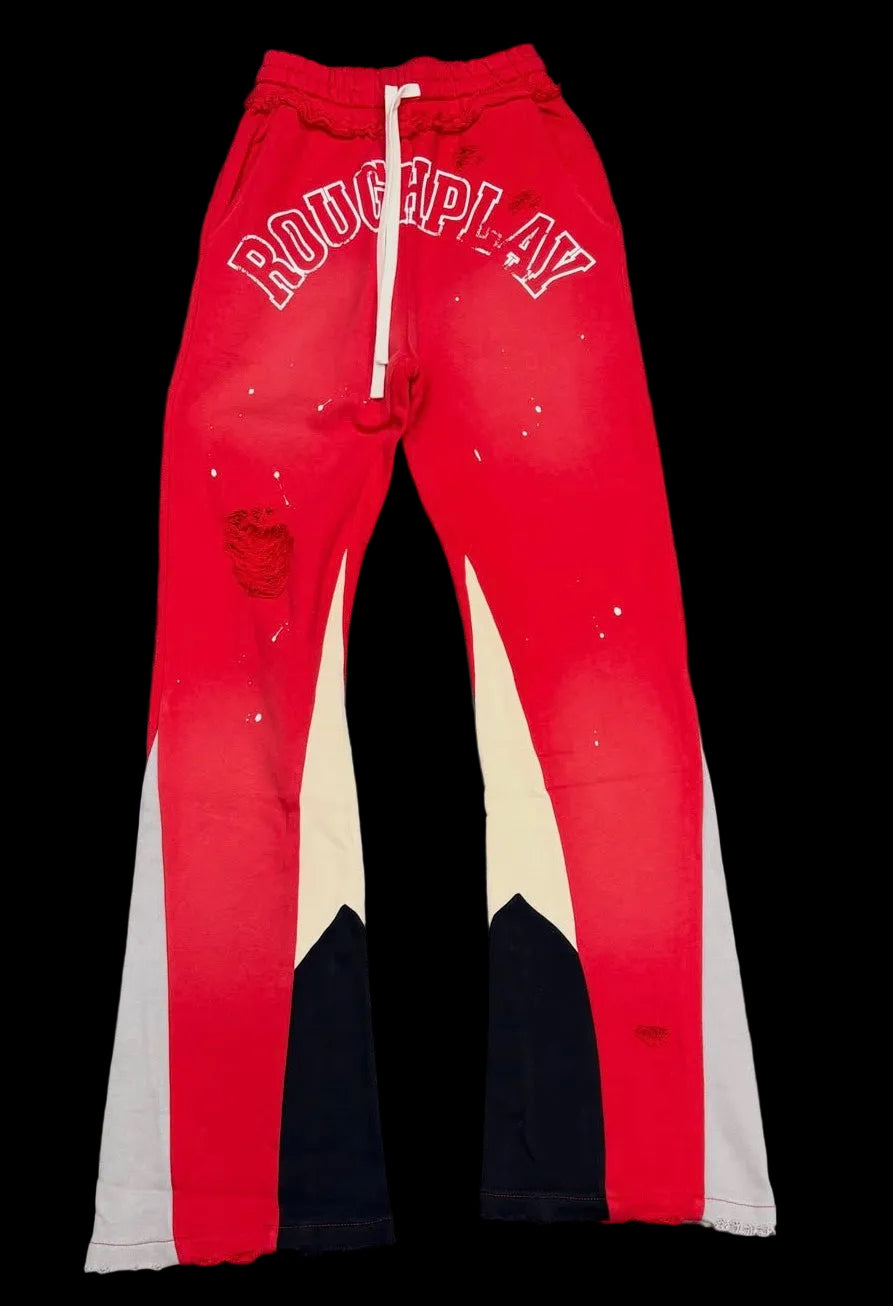 ROUGHPLAY RED BLACK FLARED SWEATS