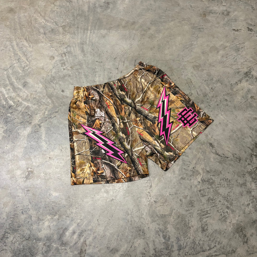 ERICEMANUEL “CAMO/PINK BOLT” SHORTS