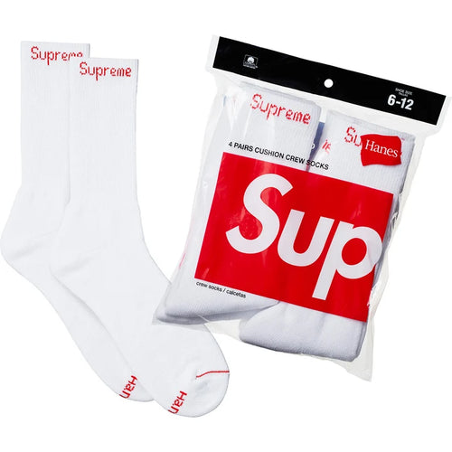 SUPREME/HANES CREW SOCKS “WHITE”
