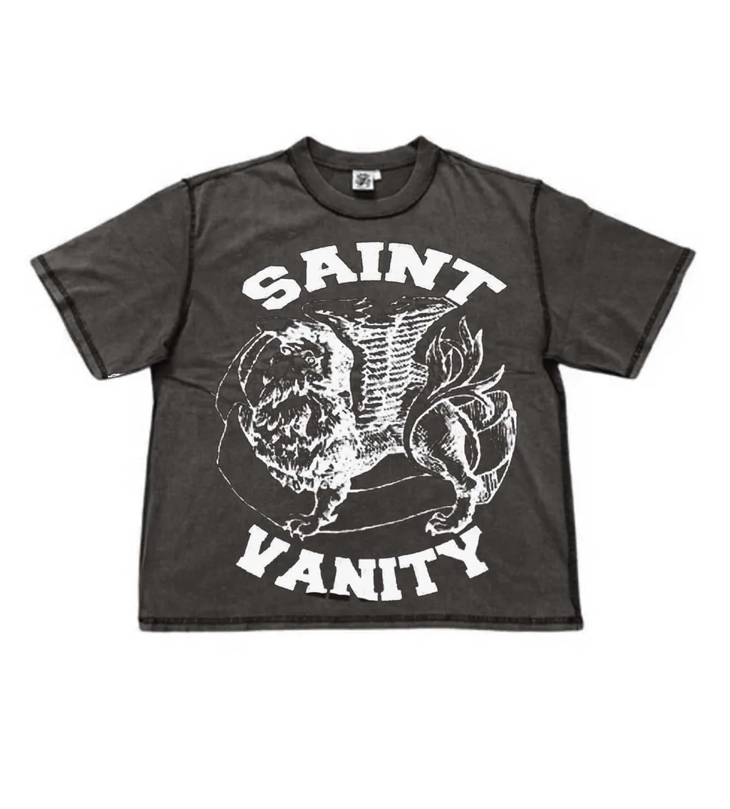 SAINT VANITY GRAY WHITE GRIFFIN TEE