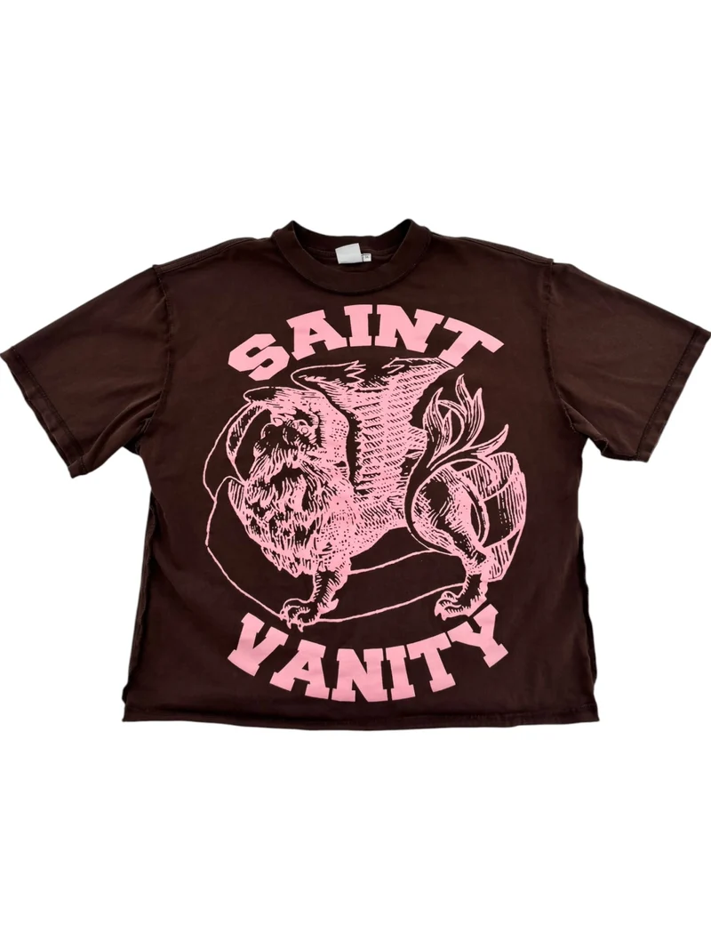 SAINT VANITY BROWN PINK GRIFFIN TEE
